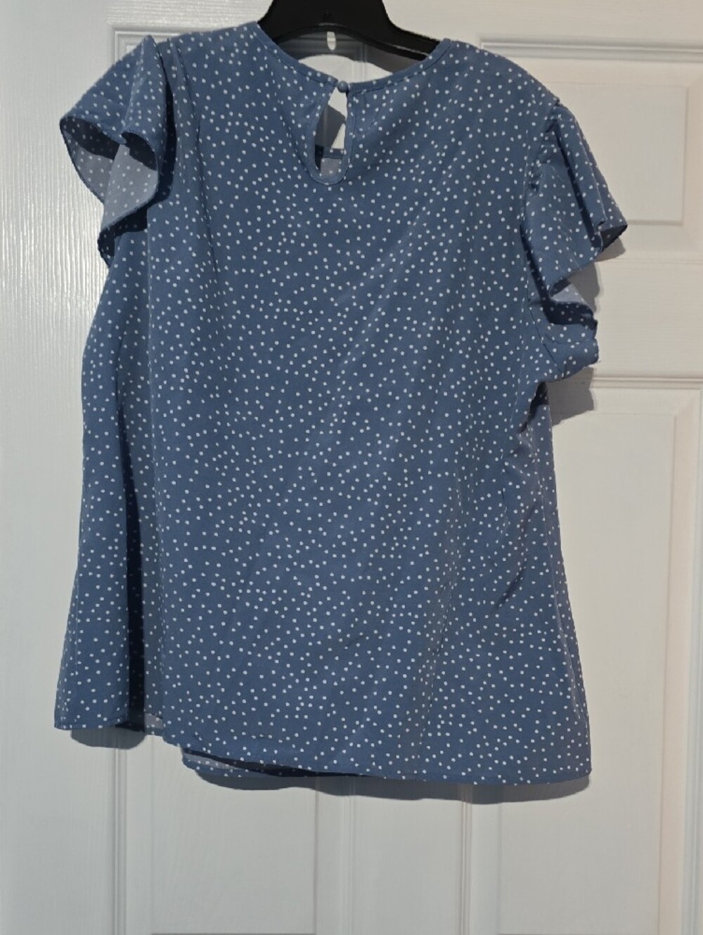 SHEIN Light Blue Polka Dot Crewneck Top - Picture 2 of 6